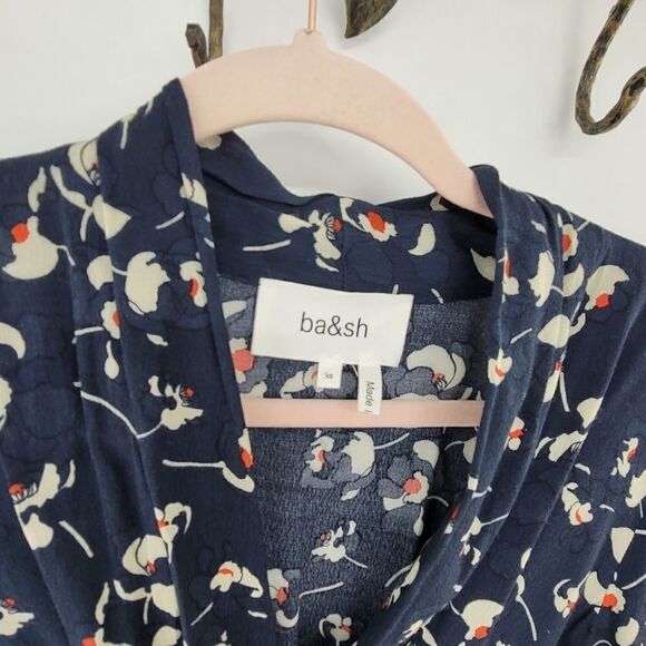 Ba&Sh silia tie waist midi dress marine handkerchief hem - Picture 13 of 16